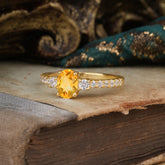 1 Carat Oval Cut 4 Prong Three Stone Citrine Promise Ring Classic Wedding Ring